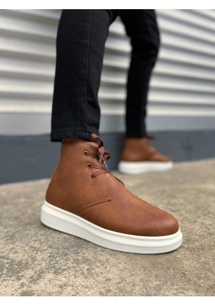 JY207 Oslo Bağcıklı Ortopedik Taban Cilt Erkek Spor Bot Cbt - Taba