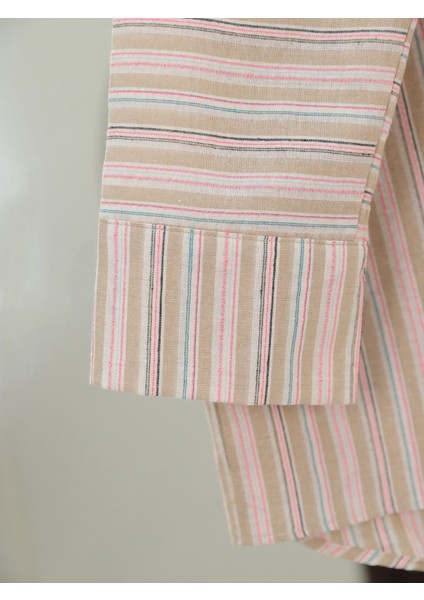 Arkası Uzun Kabartma Çizgili Oversize Gömlek -Vizon modelleri