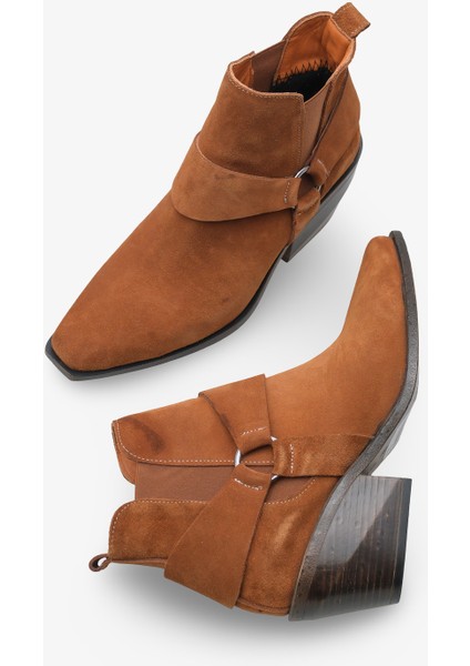 Javell Kadın Hakiki Deri Western Bot - Taba Süet fırsatları