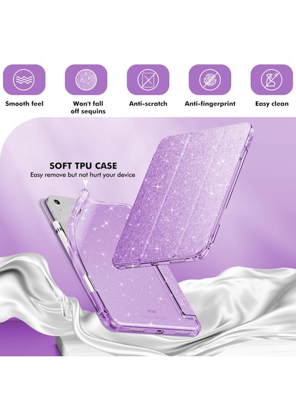iPad Air 11 Inç M3/m2 2025/2024 Tablet Kılıfı, iPad Air 5./4. Nesil 10.9 Inç Kılıf 2022/2020 Için Parlak Şeffaf Arkalı Simli Kapak [otomatik Uyandırma/uyku] Kız Çocuk Tablet Kılıfı (Yurt Dışından) modelleri