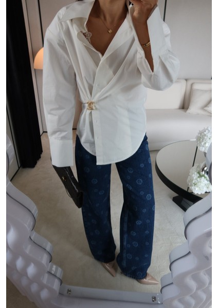 Altı Oval Kesim Omuzu Vatkalı Oversize Gömlek fiyatları