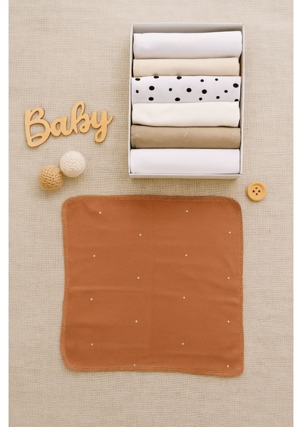 Özel Seri 7'li %100 Pamuklu Bebek Ağız Silme Mendili Bebek Mendili