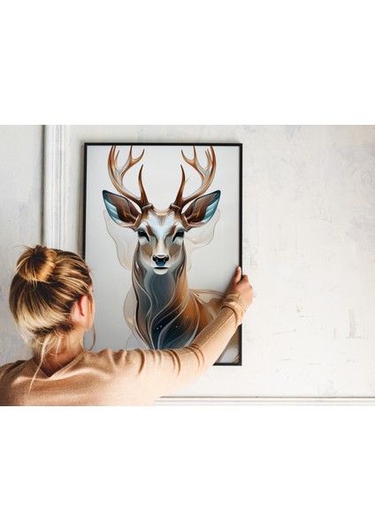 Metal Çerçeveli Gerçek Camlı Tablo,yüksek Çözünürlüklü Dijital Geyik Portresi Tablo,ev,ofis Tablo indirimleri