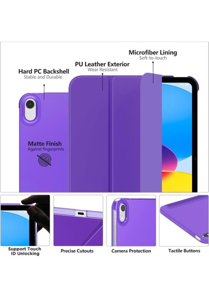 iPad Mini 7 (A17 Pro, 7. Nesil) 2024 / iPad Mini 6 (6. Nesil) 8,3 Inç Ince, Yarı Saydam Arka Üç Katlı Folio Stand Koruyucu Tablet Kılıfı (Yurt Dışından) fiyatları