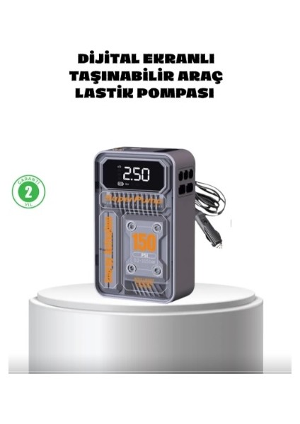 Taşınabilir Kablosuz Hava Pompası – 150 Psı Güçlü Basınç ve 6000MAH Şarjlı