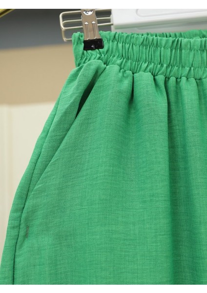 Beli Lastikli Çift Cepli Salaş Pantolon -Yeşil fiyatları