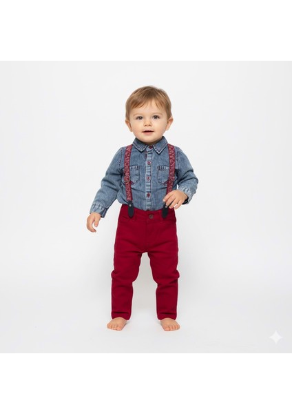 Jeans Gömlek Gabardin Pantolon Erkek Bebek Takımı M00774 modelleri