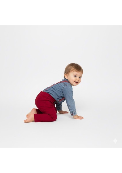 Jeans Gömlek Gabardin Pantolon Erkek Bebek Takımı M00774 fırsatları