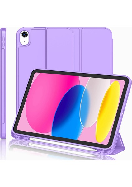 iPad A16 11. Nesil 11 Inç 2025, iPad 10. Nesil 10.9" 2022 Için S Pen Tutucu, Yumuşak Tpu Üç Katlı Stand Koruyucu Tablet Kılıfı, S Pen Şarj Desteği, Otomatik Uyandırma/uyku Modu (Yurt Dışından)