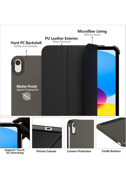 iPad Mini 7 (A17 Pro, 7. Nesil) 2024 / iPad Mini 6 (6. Nesil) 8,3 Inç Ince, Yarı Saydam Arka Üç Katlı Folio Stand Koruyucu Tablet Kılıfı (Yurt Dışından) fiyatları