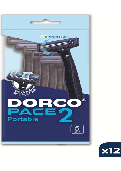 Pace 2 Kullan At Tıraş Bıçağı 5'li Poşet*12 Paket