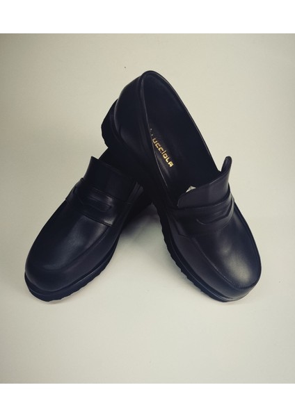 Kadın Hakiki Deri Eva Taban Siyah Ayakkabı