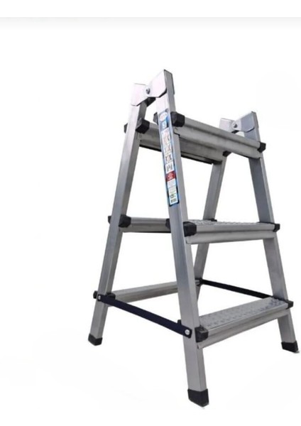 3+3 Çift Taraflı Katlanır Sac Merdiven – Dayanıklı Çelik Gövde, Kaymaz Basamaklı, Ev ve Iş Kullanımına Uygun