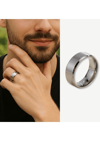 Gümüş Renkli 316L Kalite Paslanmaz Erkek Çelik Alyans Yüzük - 12 Ölçü fiyatları