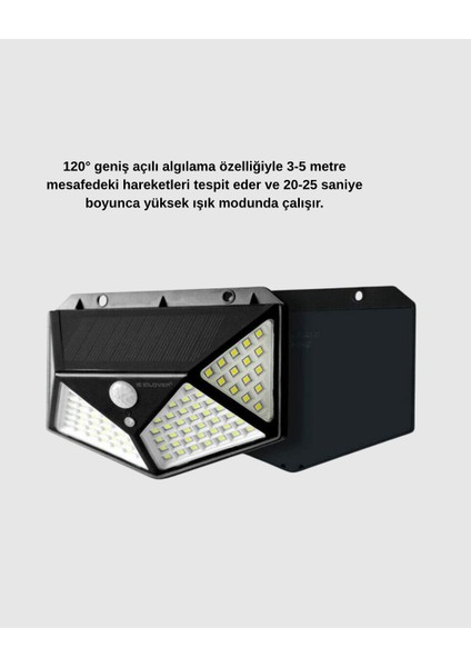 Drnds 100 LED Güneş Enerjili Bahçe Lambası – Pir Sensörlü, IP65 Su Geçirmez Dış Me Aydınlatma modelleri