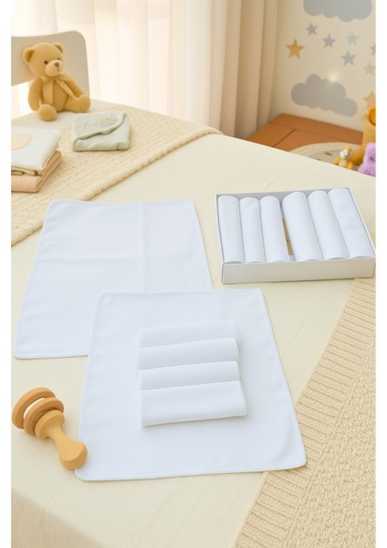 Özel Seri 7'li %100 Pamuklu Bebek Ağız Silme Mendili Bebek Mendili