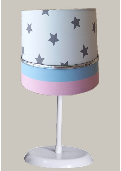 Beyaz Pembe Mavi M-0387 Sarkıtlı Yıldızlı Kumaş Kaplama 2.li Set Çocuk Odası Bebek Odası Avize ve Abajur modelleri