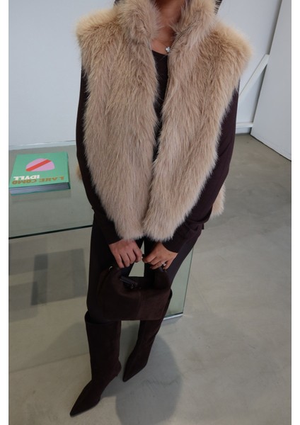 Dik Yaka Kürk Yelek modelleri