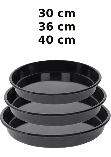 Emaye Yanmaz Yapışmaz Yuvarlak Fırın Tepsi Seti 30-36-40CM