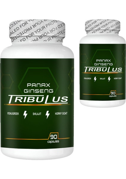 Panax Ginseng Tribuluslu Fenugreekli Shilajitli Hornygoatlı 2 Kutu 90 Lı Erkeklere Katılık Boyut ve Uzun Süreli Etkileşim Kapsülleri