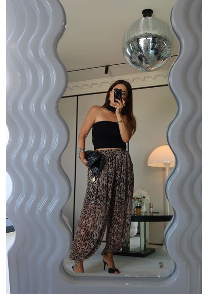 Leopar Desen Şalvar Pantolon modelleri