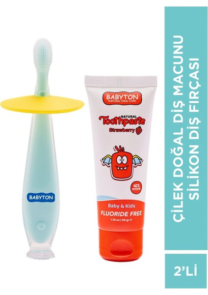 Set Çilek Diş Macunu - Silikon Diş Fırçası