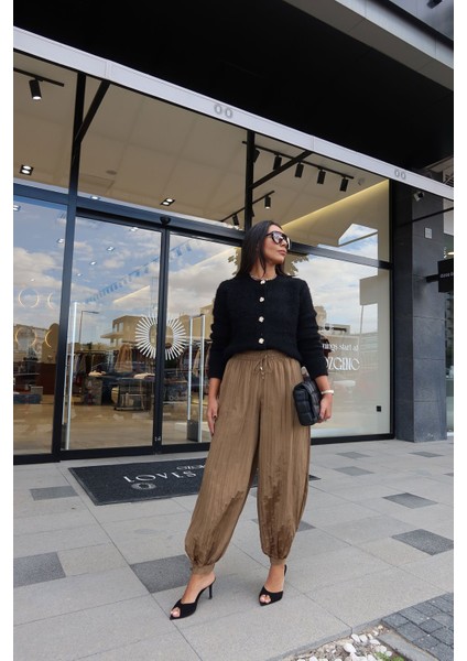 Beli Bağcıklı Kırışık Kumaş Şalvar Pantolon fiyatları