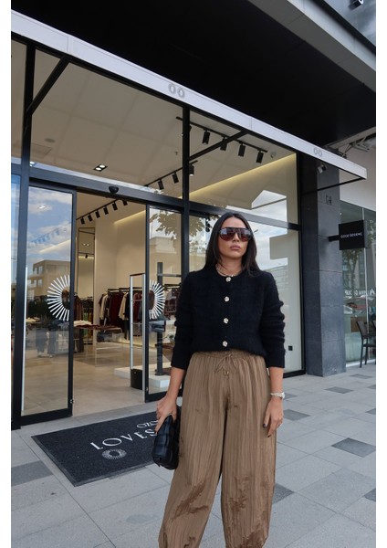 Beli Bağcıklı Kırışık Kumaş Şalvar Pantolon indirimleri