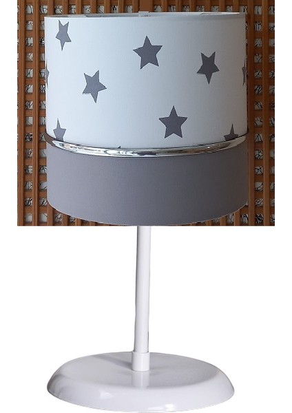 Beyaz Yıldızlı Gri 2.li Set M-0390 Kumaş Kaplama Genç ve Çocuk Odası Avize ve Abajur Takımı modelleri