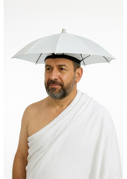 Hac ve Umre Kafa Şemsiyesi - Güneşten Koruyucu Pratik Şapka Şemsiye