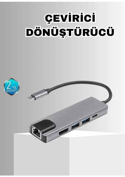 Bfs Alüminyum Kasalı MacBook Usb-C Hub – 4K Hdmı, USB 3.0, Sd/tf Kart Girişi, Pd Şarj Desteği