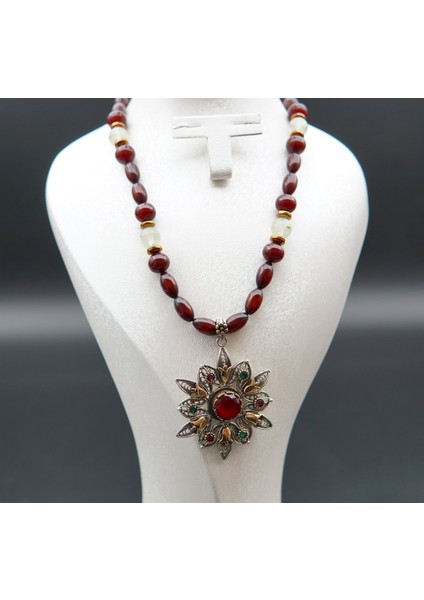 925 Ayar Gümüş Kolye Uçlu Orjinal Damla Kehribar Tasarım Kadın Kolye SK000133 fırsatları