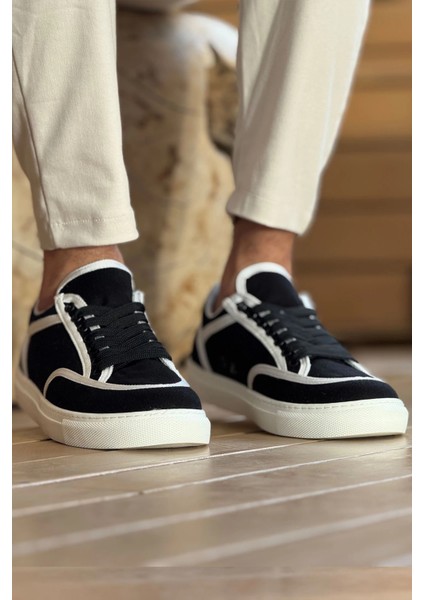 MN2505 - Keten Erkek Ayakkabı Siyah - Beyaz modelleri