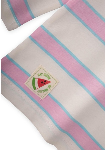 Çizgili Uzun Kollu T-Shırt 2-8 Yaş Pembe Mavi Çizgili modelleri