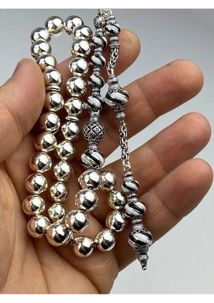 Mineli Taraftar Tesbih - 925 Ayar Gümüş, Birinci Takı & Aksesuar'dan El Işçiliği 45 Gram 32 cm