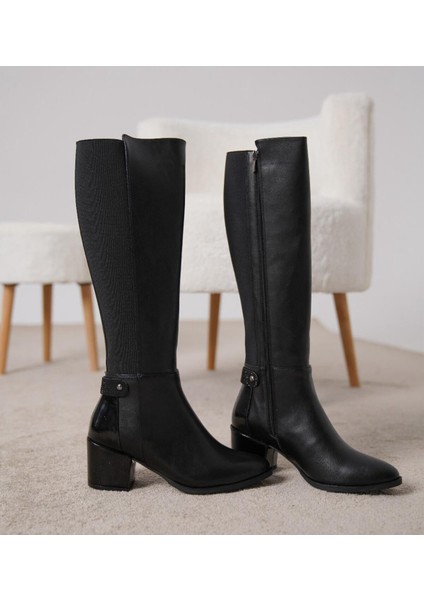 Junita Siyah Kadın Topuklu Çizme fırsatları