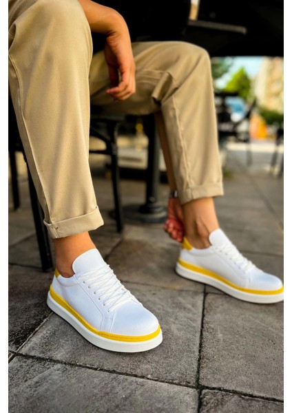 MN979 - Santoni Gbt Spor Erkek Ayakkabı Beyaz/sarı modelleri