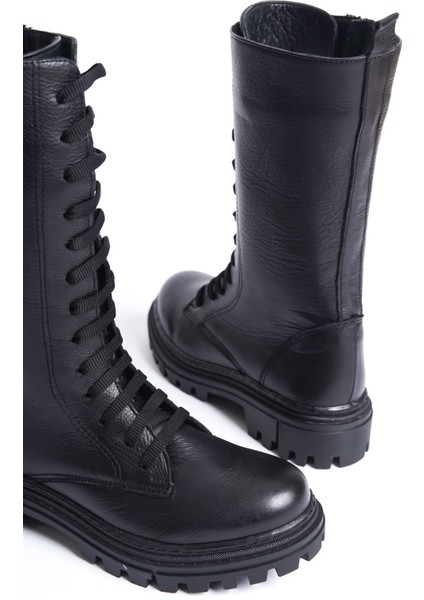 Hakiki Deri Yuvarlak Burunlu Bağcıklı ve Fermuarlı Uzun Postal fiyatları