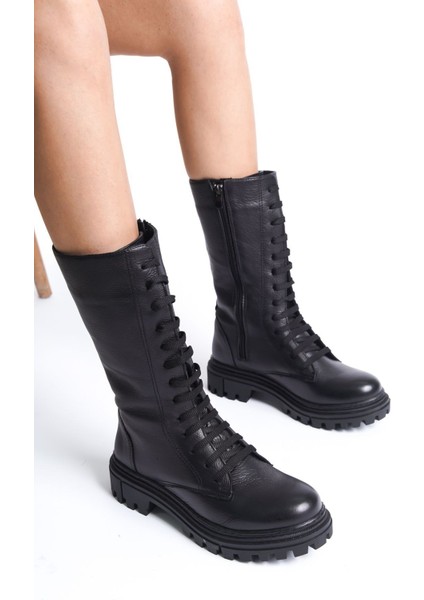 Hakiki Deri Yuvarlak Burunlu Bağcıklı ve Fermuarlı Uzun Postal indirimleri