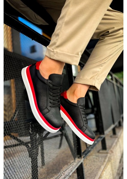MN979 - Santoni Gbt Spor Erkek Ayakkabı Sıyah/kırmızı