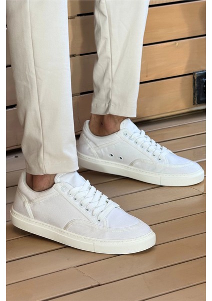MN2505 - Keten Erkek Ayakkabı Beyaz / Beyaz
