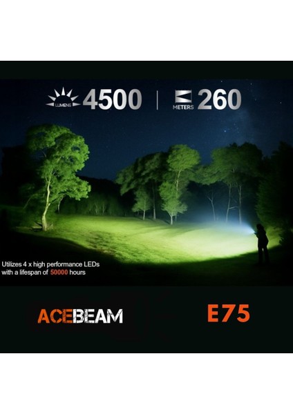 E75 Yüksek Performanslı Edc El Feneri: 4000 Lümen ve 440M Menzil modelleri