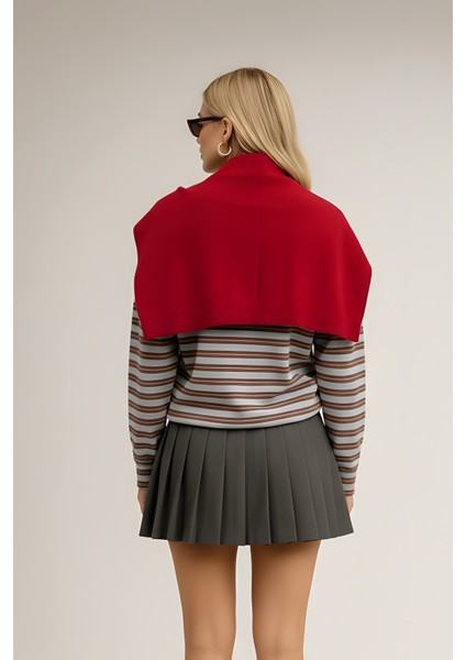 Kare Parçalı Atkı Kırmızı fiyatları