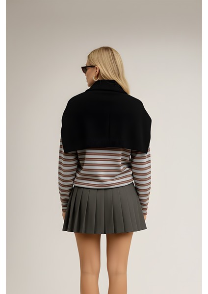 Kare Parçalı Atkı Siyah