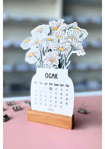 2026 Yılı Aylık Masa Takvimi Orta Boy / Resmi Tatiller ve Hafta Sonları modelleri
