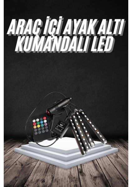 Bfs Rgb Işıklı Araç Içi Aydınlatma Kumandalı 12'li LED Işık Renk Değiştirebilen
