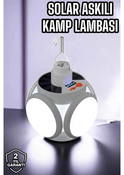 Bfs Güneş Enerjili Solar Aydınlatma Kamp Çadır Lambası Şarjlı Ampül LED Şarjlı El Feneri Işıldak