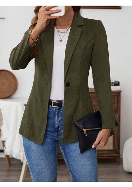 Kadın Uzun Kollu Yakalı Tek Düğmeli Süet Ceket fiyatları