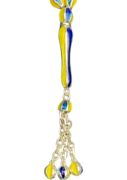 Mineli Sarı Lacivert Taraftar Tesbih - 925 Ayar Gümüş, El Işçiliği 24 Gram 20 cm fiyatları