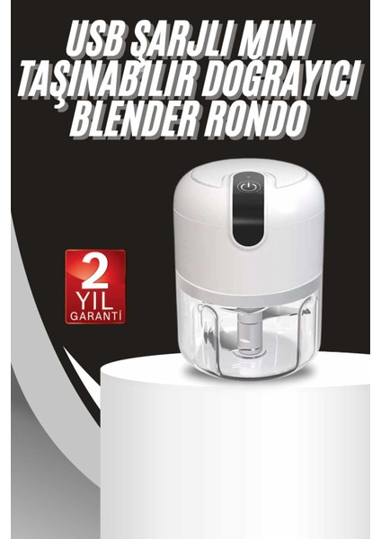 Drnds Mini Doğrayıcı Rondo Taşınabilir Mini El Blender Paslanmaz Çelik